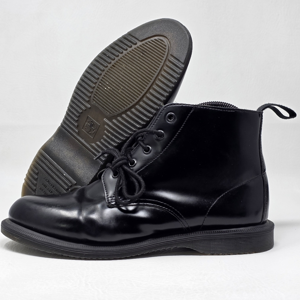 Dr Martens Emmeline Women's Black Leather 5 Eye Ankle Boots Size 10 Pre-owned